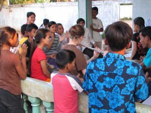 Singing and playing music are a daily activity at the children's home.