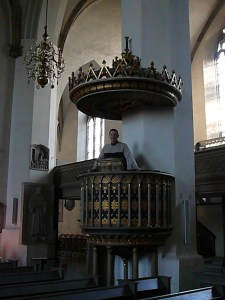 P1040990 Standing in the pulpit of Wittenburg's town church.
